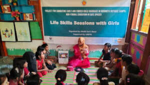 Life skill session with girls at UNFPA Camp 12
