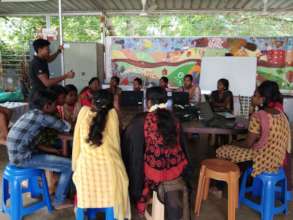 Computer literacy class during summer camp