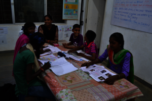 Children completing their homework