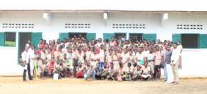 Students and teachers gather at new classrooms