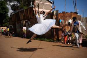 Mercy dancing on the streets of Kibera