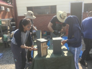 Volunteers busy building nesting boxes