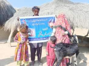 Widow family with the goat