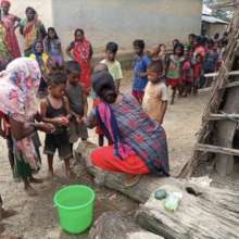 Instructing children in proper hand-washing