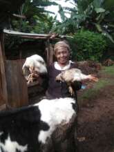Mary with chickens from her poultry business