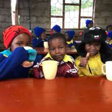 Enjoying breakfast in a dry area