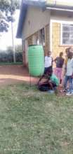one of the eight  50 gallon handwashing stations
