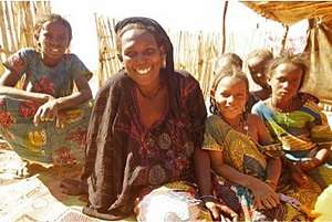 Mentor President Hawa Hanzou with mentored girls.