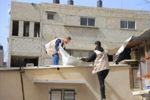YVS provided rainproof sheets to 45 families