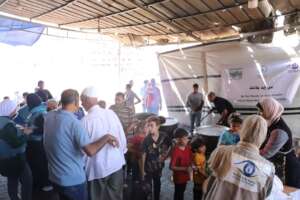 A view of the meal distribution point
