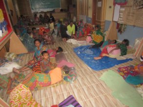 Villagers taking shelter at the BEDS center