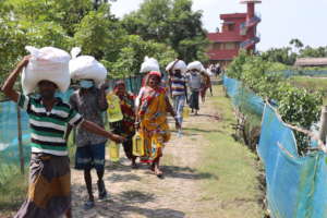 Villagers are leaving with distributed relief