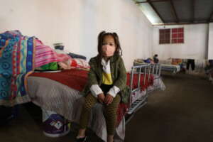 Irene* in a shelter on the Mexican border