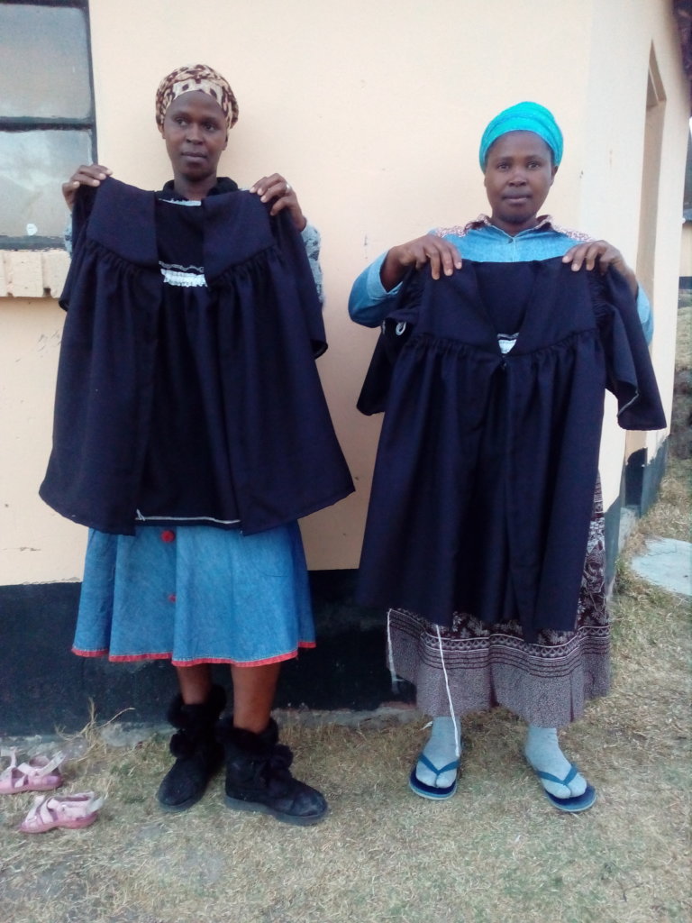 Nospelele and Nolwethu made graduation gowns
