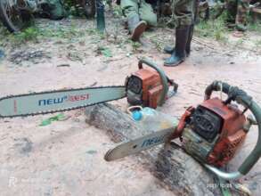 Confiscated Chainsaw in Prey Lang Kampong Thom