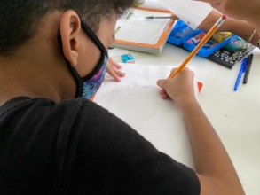 Child taking class
