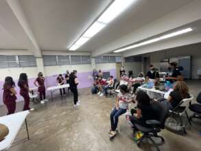Medical school students offering workshops.