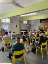 Group of university students visiting