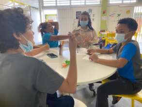 After-school program students taking classes