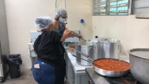 Volunteers cooking