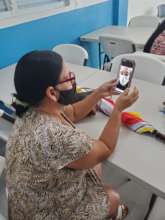 Resident making video call