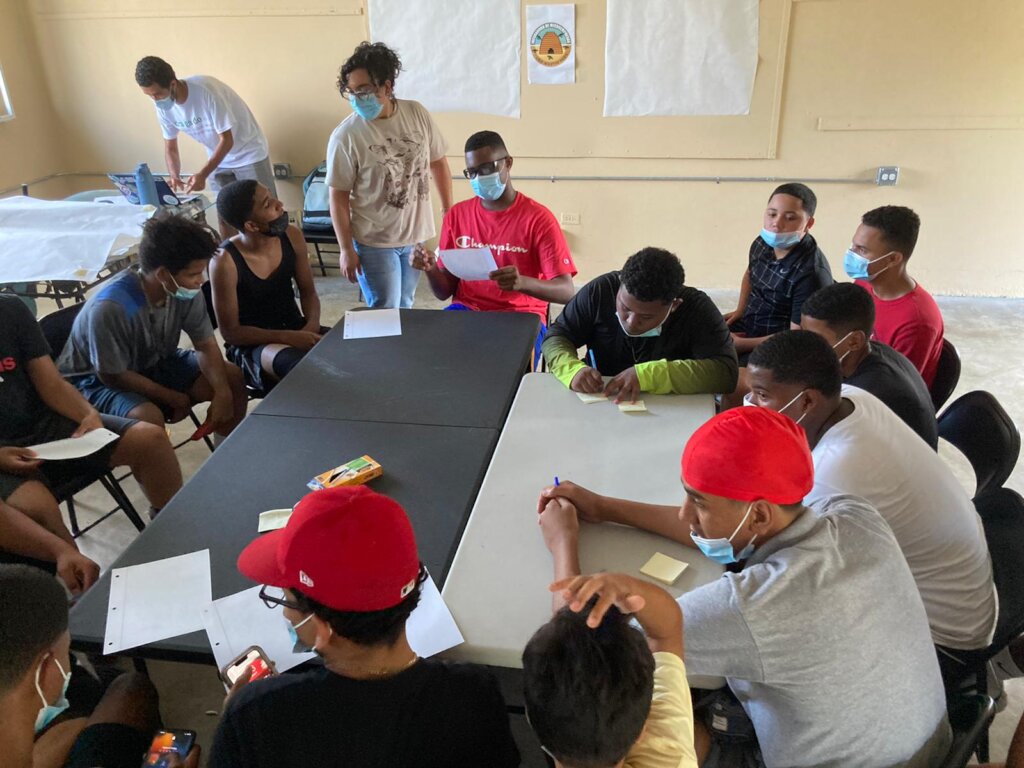 Young people taking workshops of inequality.