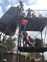 Erection of water tanks on the stand