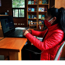 Elvira, Girl Pioneer participating in a webinar