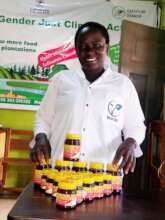 Staff poses with packed honey