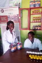 Staff smile because of the honey harvest
