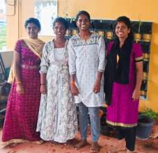 Madurai students by their garden
