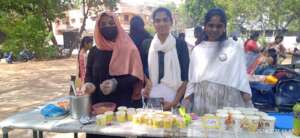Student entrepreneurs running market stalls