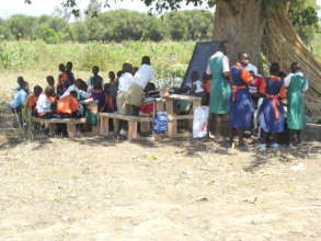 kids learning at the tree shades