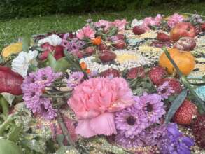 Collective altar made during full moon ritual.