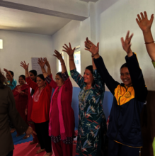 Students and teachers ground together