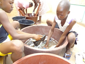 children washing