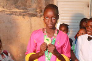 Diakassan with her medal