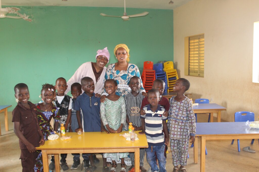 Kindergartens with teacher and parent