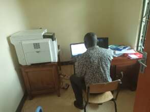 Computer and Printer in Use