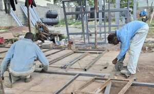 Welding trainees at work