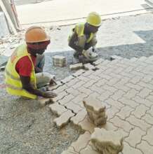 Mason trainees at work
