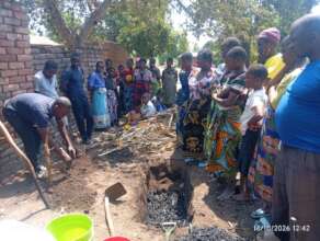 Farmers taking part in hands-on biochar training i
