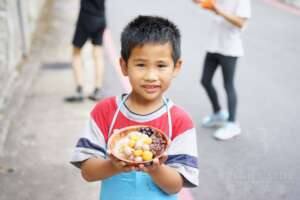 Child with their self made dessert