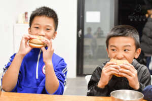 Kids enjoying their meal