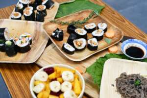 Sushi platter made by kids