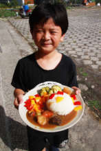 Curry plate with organic local rice