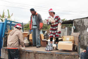 Staple foods delivery with help from the locals