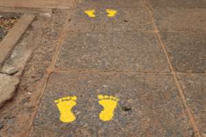 Social distancing cues in place