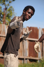 Volunteers enjoying their time on site