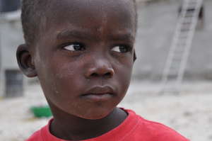 Earthquake affected child in an orphanage